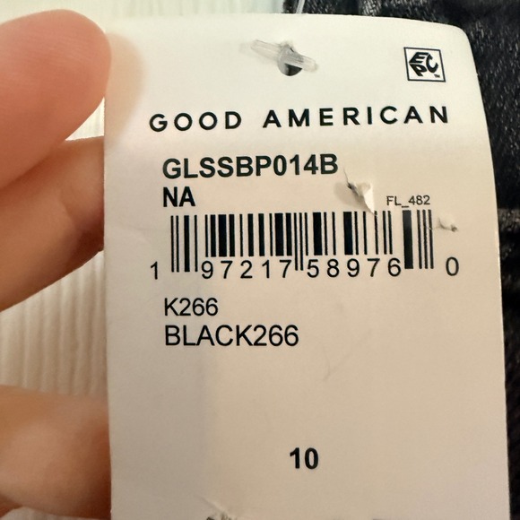 Good American Good Legs Black Denim Straight Leg Jeans 10 - Picture 2 of 3